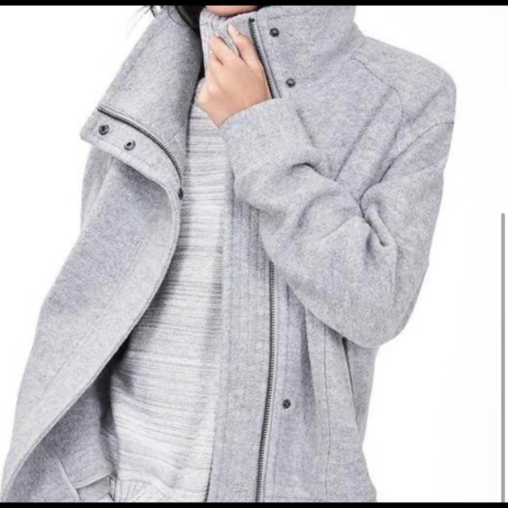 Wool Banana Republic Cocoon Gray Zip Moto Jacket - Picture 2 of 7